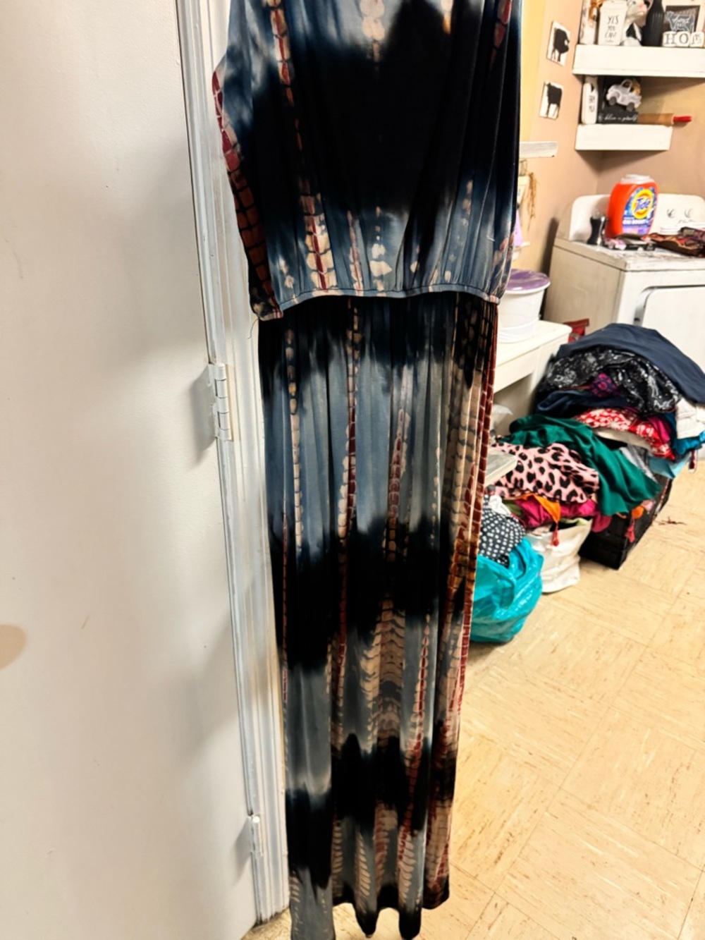Tie-Dye Maxi Dress in Black, Navy & Rust